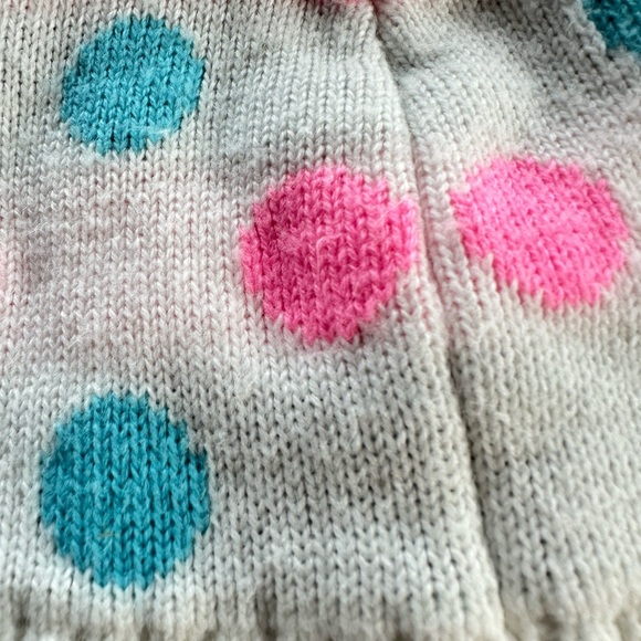 H&M Girls 4-8Y White Polka Dot Fleece Lined Winter Toque - Picture 4 of 5